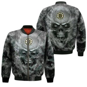 Boston Bruins MLB Fans Skull Bomber Jacket