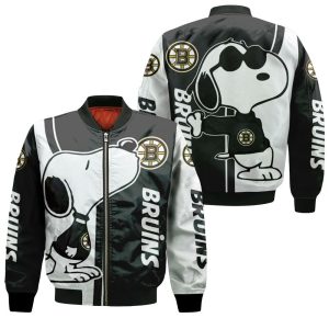 Boston Bruins Snoopy Lover 3D Printed Bomber Jacket