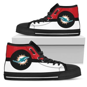 Bright Colours Open Sections Great Logo Miami Dolphins NFL Custom Canvas High Top Shoes
