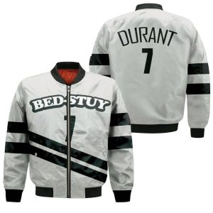 Brooklyn Nets Kevin Durant 7 2020 City Edition White Bomber Jacket