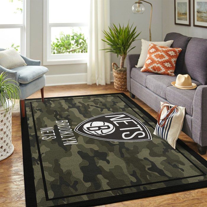 Brooklyn Nets Nba Team Logo Camo Style Nice Gift Home Decor Rectangle Area Rug