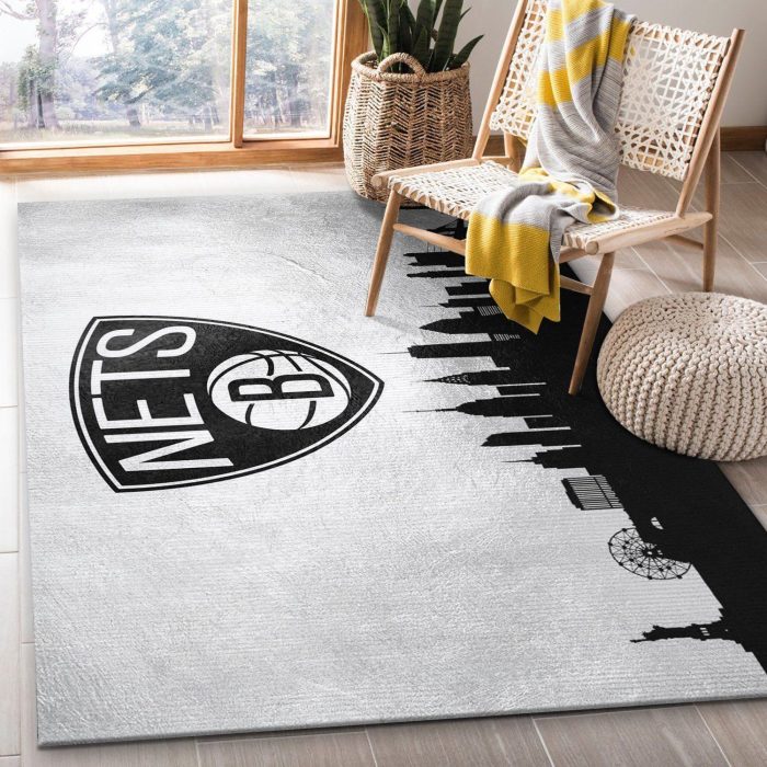 Brooklyn Nets Skyline Area Rug For Christmas Living Room Rug Home Decor Floor Decor