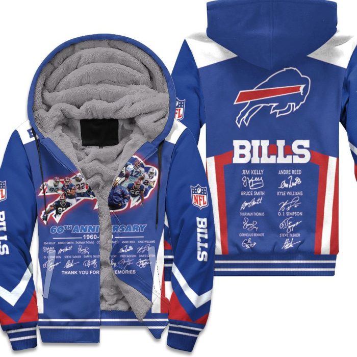 Buffalo Bills 60Th Anniversary 1960 - 2020 Best Players All Time Signature Signed 2020 Nfl Season Unisex Fleece Hoodie