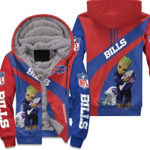 Buffalo Bills Nfl Groot Hugs Buffalo Bills Ball 2020 Nfl Season Unisex Fleece Hoodie
