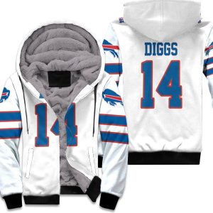 Buffalo Bills Stefon Diggs 14 White Inspired Style Unisex Fleece Hoodie