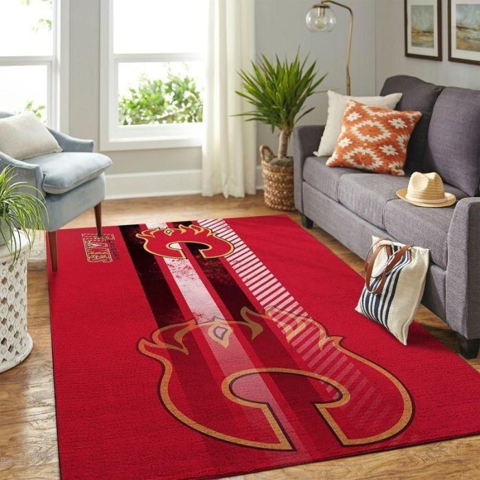 Calgary Flames Mlb Team Logo Area Rugs Living Room Carpet Floor Decor