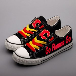 Calgary Flames NHL Hockey Go Flames Go Gift For Fans Low Top Custom Canvas Shoes