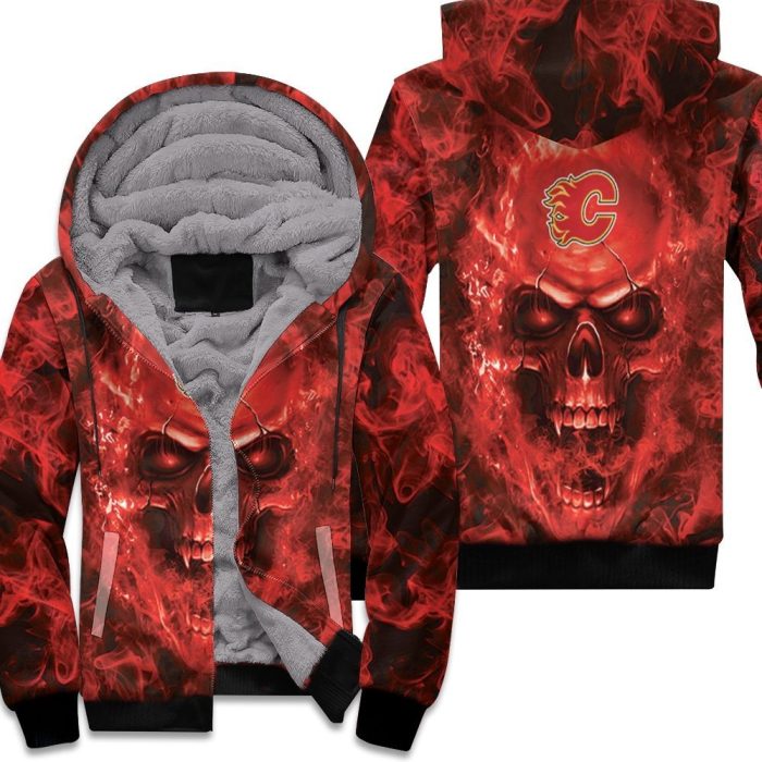 Calgary Flames Nhl Fans Skull Unisex Fleece Hoodie