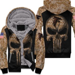 Camouflage Skull Atlanta Falcons American Flag Unisex Fleece Hoodie