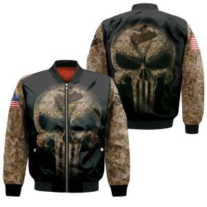 Camouflage Skull Baltimore Orioles American Flag Bomber Jacket