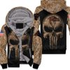 Camouflage Skull Baltimore Ravens American Flag Unisex Fleece Hoodie