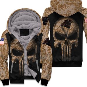 Camouflage Skull Carolina Panthers American Flag Unisex Fleece Hoodie