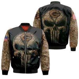 Camouflage Skull Green Bay Packers American Flag Bomber Jacket