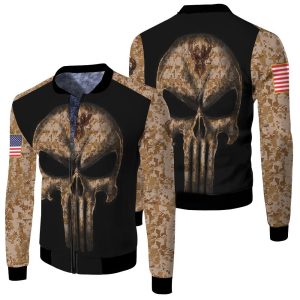 Camouflage Skull Milwaukee Bucks American Flag Fleece Bomber Jacket