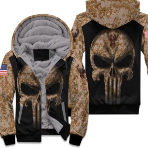 Camouflage Skull Milwaukee Bucks American Flag Unisex Fleece Hoodie