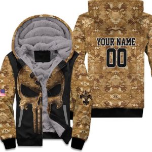 Camouflage Skull New Orleans Saints American Flag 3D Personalized Unisex Fleece Hoodie