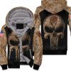 Camouflage Skull New York Knicks American Flag Unisex Fleece Hoodie