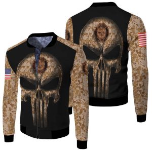 Camouflage Skull Pittsburgh Steelers American Flag Fleece Bomber Jacket
