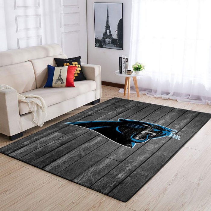 Carolina Panthers Nfl Team Logo Grey Wooden Style Style Nice Gift Home Decor Rectangle Area Rug