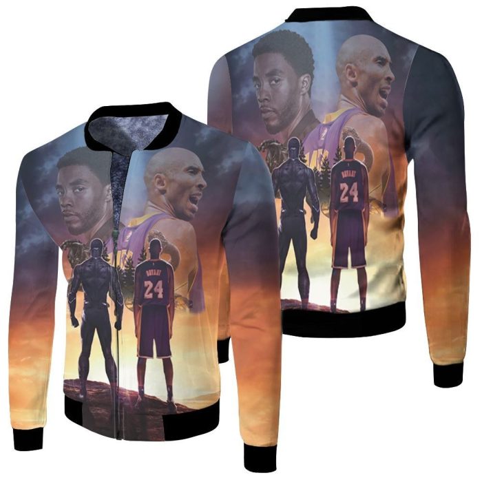 Chadwick Boseman And Kobe Bryant Black Panther Black Mamba For Fan 3D Fleece Bomber Jacket