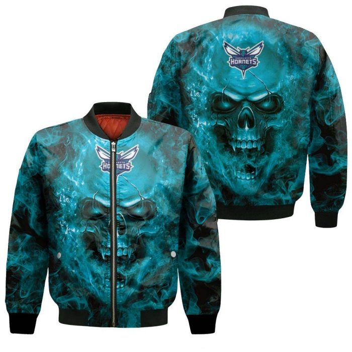 Charlotte Hornets NBA Fans Skull Bomber Jacket