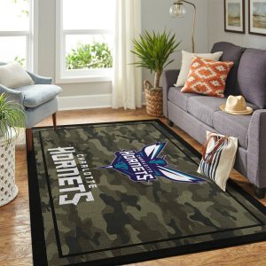 Charlotte Hornets Nba Team Logo Camo Style Nice Gift Home Decor Rectangle Area Rug