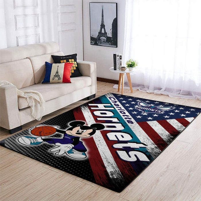 Charlotte Hornets Nba Team Logo Mickey Us Style Nice Gift Home Decor Rectangle Area Rug