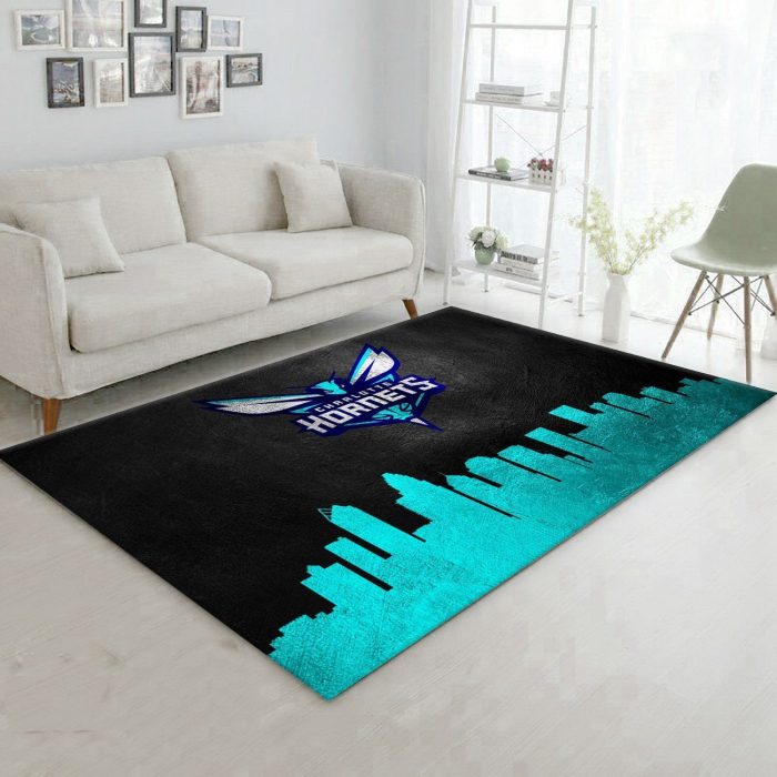 Charlotte Hornets Skyline Area Rug Living Room And Bedroom Rug Home Decor Floor Decor