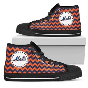 Chevron Broncos New York Mets MLB Custom Canvas High Top Shoes