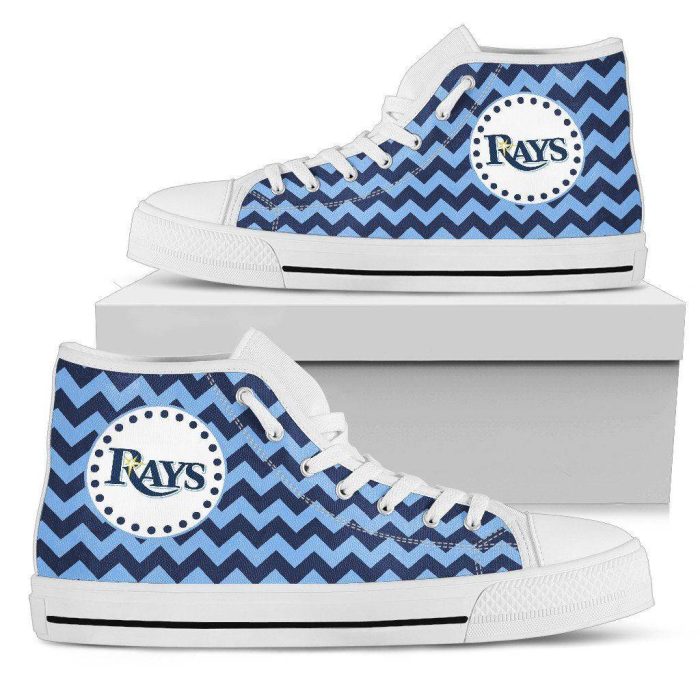 Chevron Broncos Tampa Bay Rays MLB 1 Custom Canvas High Top Shoes