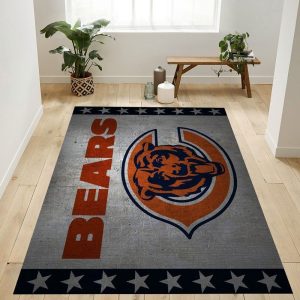 Chicago Bears Metal Banner NFL 1 Area Rug Living Room And Bed Room Rug