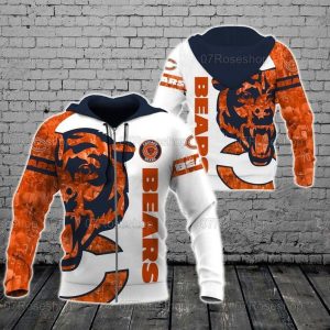 Chicago Bears NFL Half Logo Gift For Fan 3D T Shirt Sweater Zip Hoodie Bomber Jacket