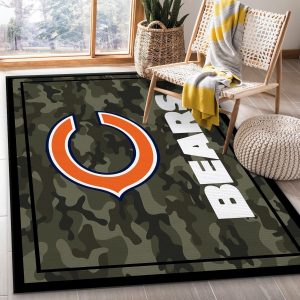 Chicago Bears Nfl Team Logo Camo Style Rug Room Carpet Custom Area Floor Home Decor