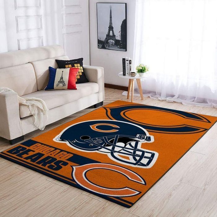 Chicago Bears Nfl Team Logo Helmet Rug Room Carpet Custom Area Floor Home Decor