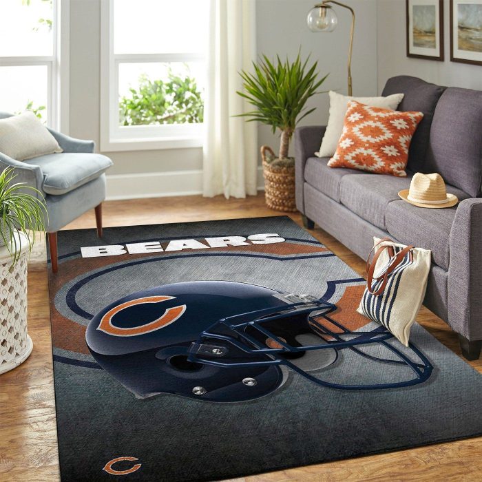 Chicago Bears Nfl Team Logo Helmet Style Nice Gift Home Decor Rectangle Area Rug