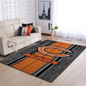 Chicago Bears Nfl Team Logo Wooden Style Style Nice Gift Home Decor Rectangle Area Rug