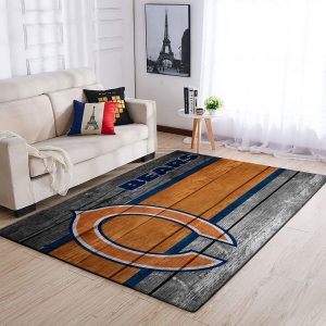 Chicago Bears Nfl Team Logo Wooden Style Style Nice Gift Home Decor Rectangle Area Rug