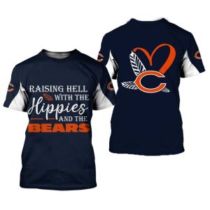 Chicago Bears Raising Hell With The Happies And The Bears Gift For Fan 3D T Shirt Sweater Zip Hoodie Bomber Jacket