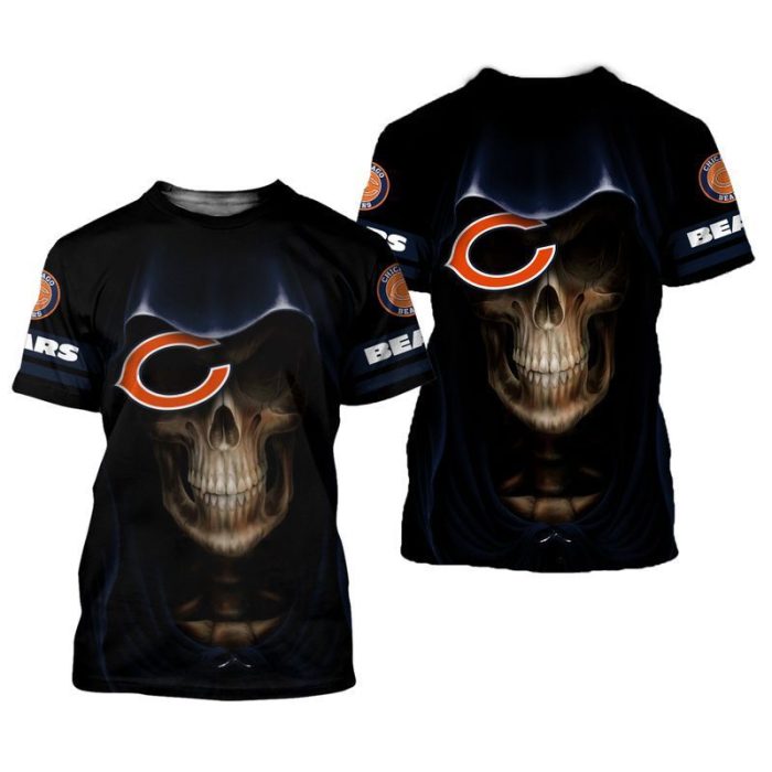 Chicago Bears Skull All Over Print Gift For Fan 3D T Shirt Sweater Zip Hoodie Bomber Jacket