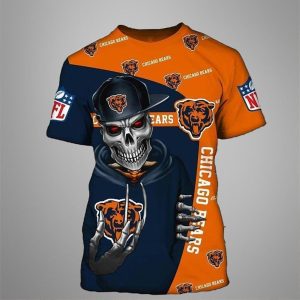 Chicago Bears Skull Gift For Fan 3D T Shirt Sweater Zip Hoodie Bomber Jacket