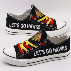 Chicago Blackhawks NHL Hockey Let's Go Hawks Gift For Fans Low Top Custom Canvas Shoes