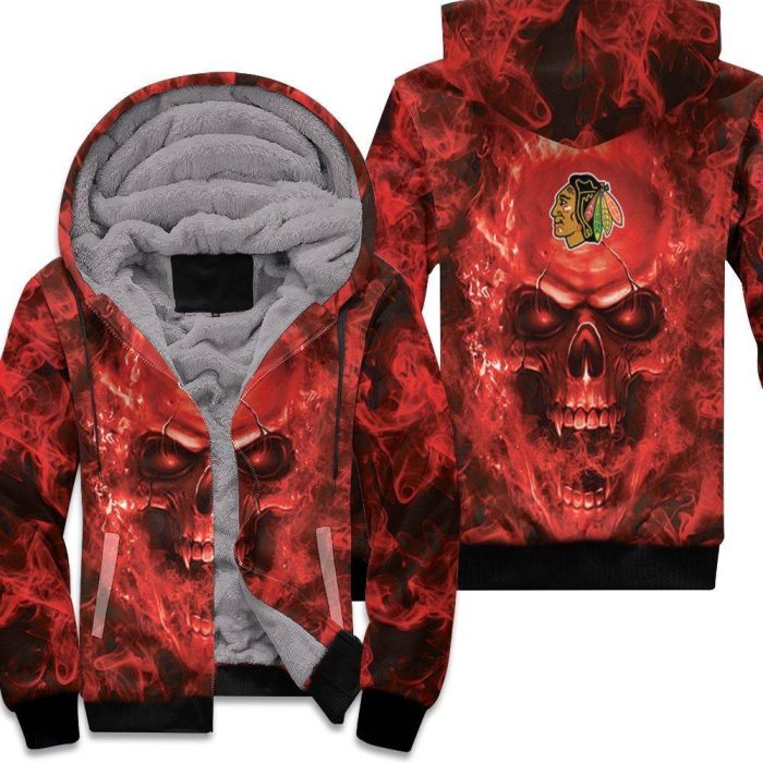 Chicago Blackhawks Nhl Fans Skull Unisex Fleece Hoodie