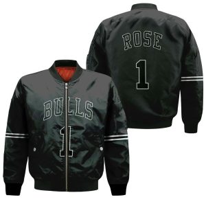 Chicago Bulls Derrick Rose 1 NBA Throwback Black Inspired Bomber Jacket
