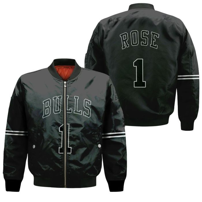 Chicago Bulls Derrick Rose 1 NBA Throwback Black Inspired Bomber Jacket