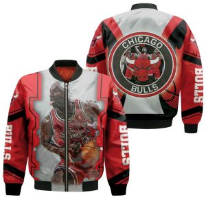 Chicago Bulls Logo Fire Ball Michael Jordan 23 Bomber Jacket