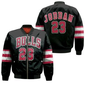 Chicago Bulls Michael Jordan 23 NBA Throwback Black Bomber Jacket