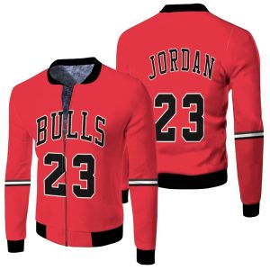 Chicago Bulls Michael Jordan 23 NBA Throwback Red Inspired Fleece Bomber Jacket