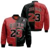 Chicago Bulls Michael Jordan 23 NBA Throwback Split Edition Red Black Inspired Style Bomber Jacket