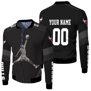 Chicago Bulls Michael Jordan Legend Air Slam Dunk Personalized Fleece Bomber Jacket