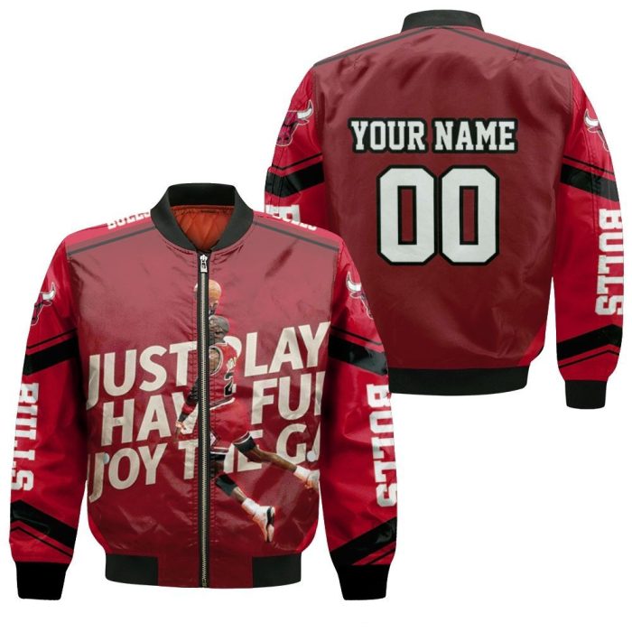 Chicago Bulls Michael Jordan Legend Just Play Have Fun Enjoy The Game Personalized Bomber Jacket